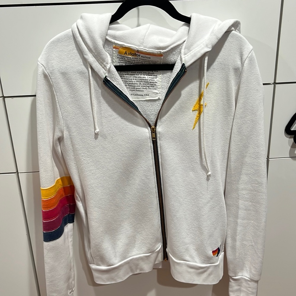 Aviator nation white zip up